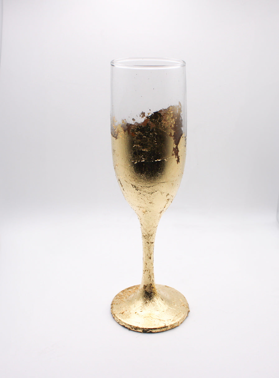 Abstract Metallic Finish Stemmed Champagne Glass