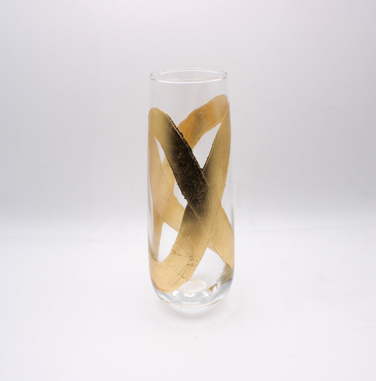 Gilded Oval Crossover Abstract Stemless Champagne Flute