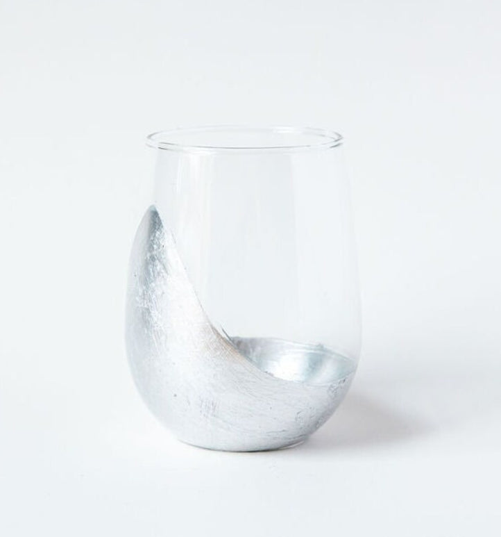 Gilded Origami Abstract Handmade Stemless Wine Glass