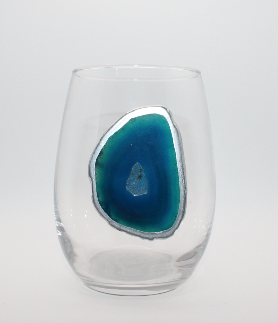 Agate Handmade Stemless Wine Glass