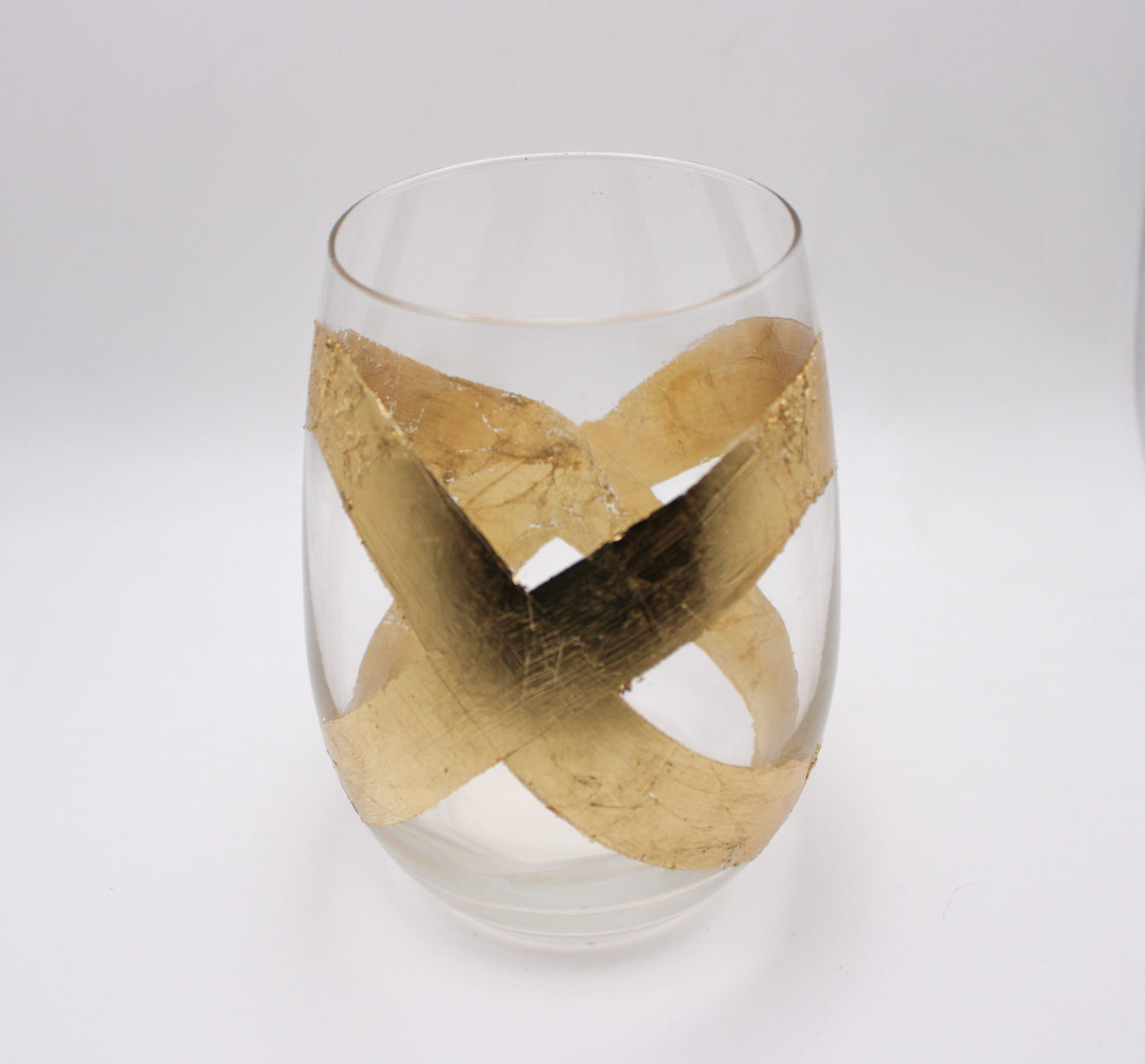 Gilded Oval Crossover Abstract Stemless Wine Glass