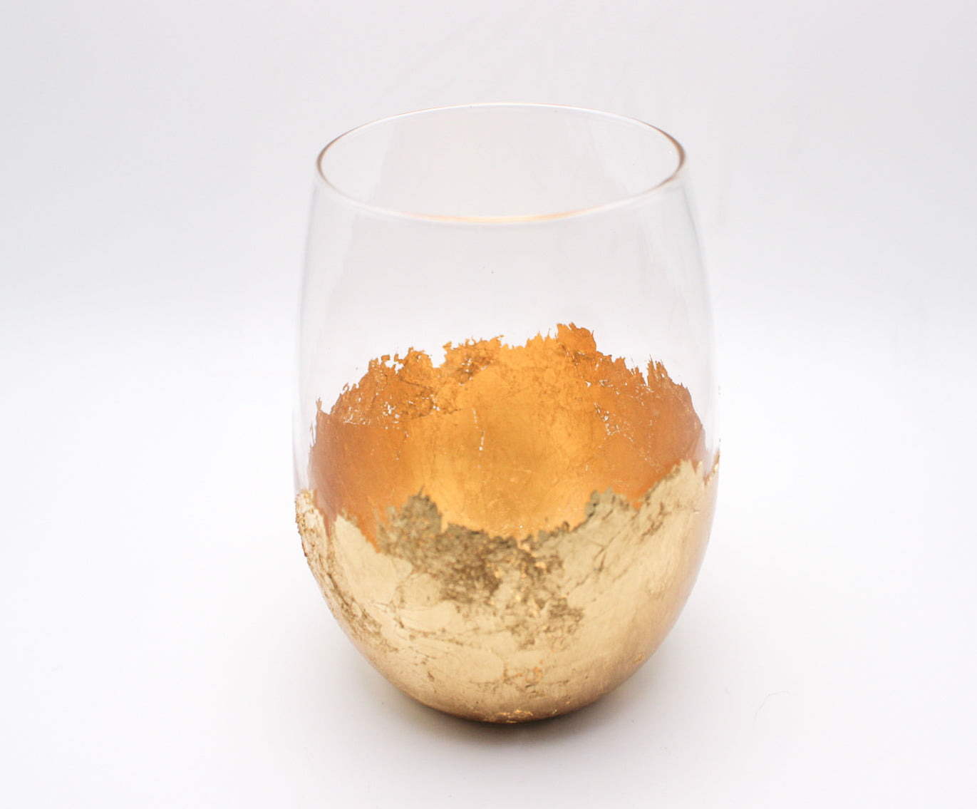 Abstract Metallic Finish Stemless Wine Glass
