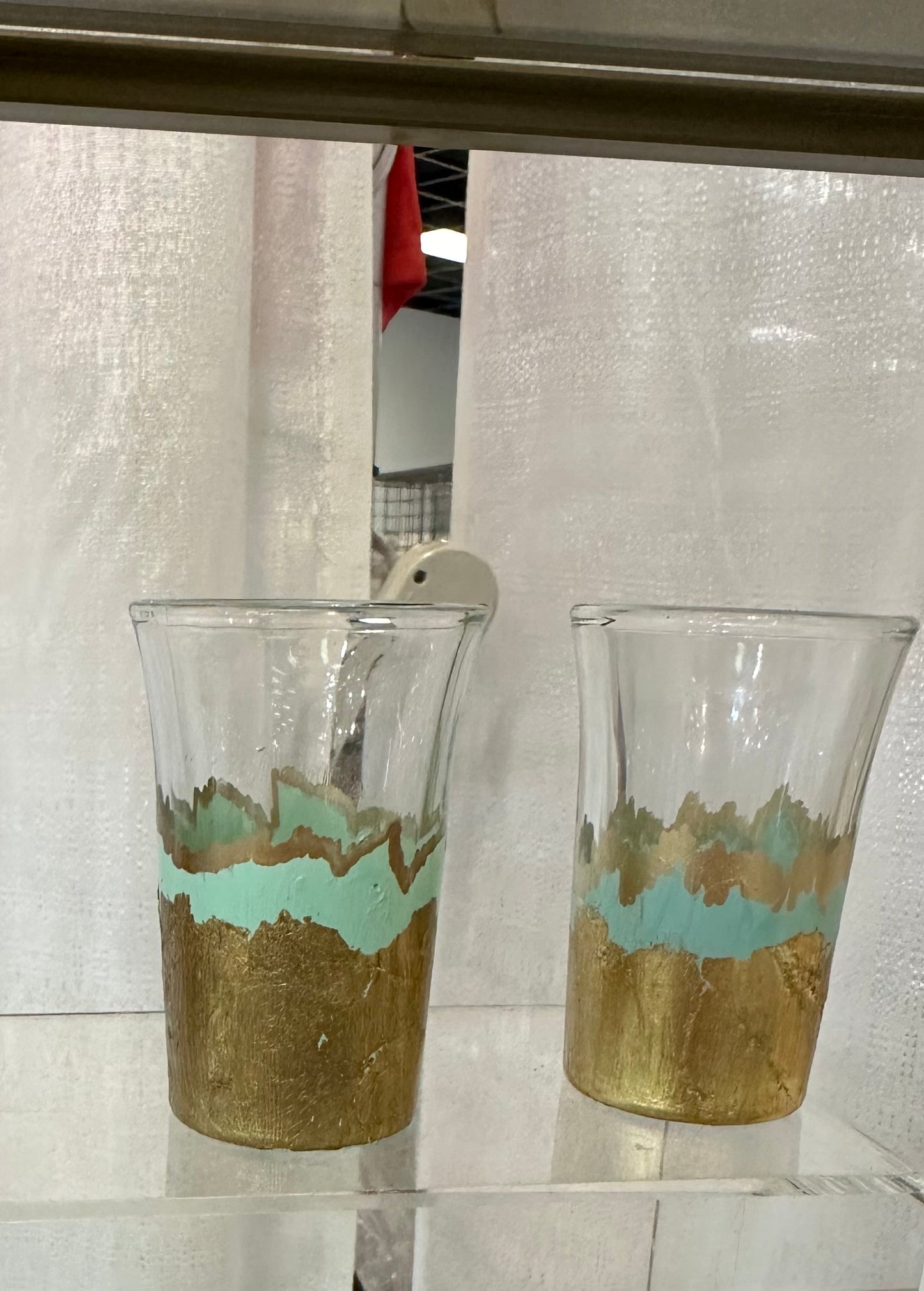 Abstract Color Base Metallic Finish Shot Glass