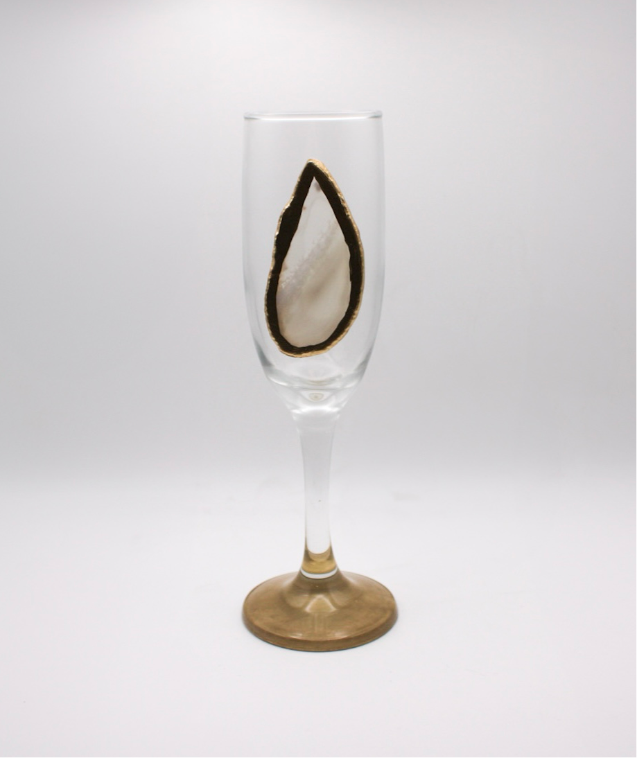 Agate Handmade Stemmed Champagne Glass