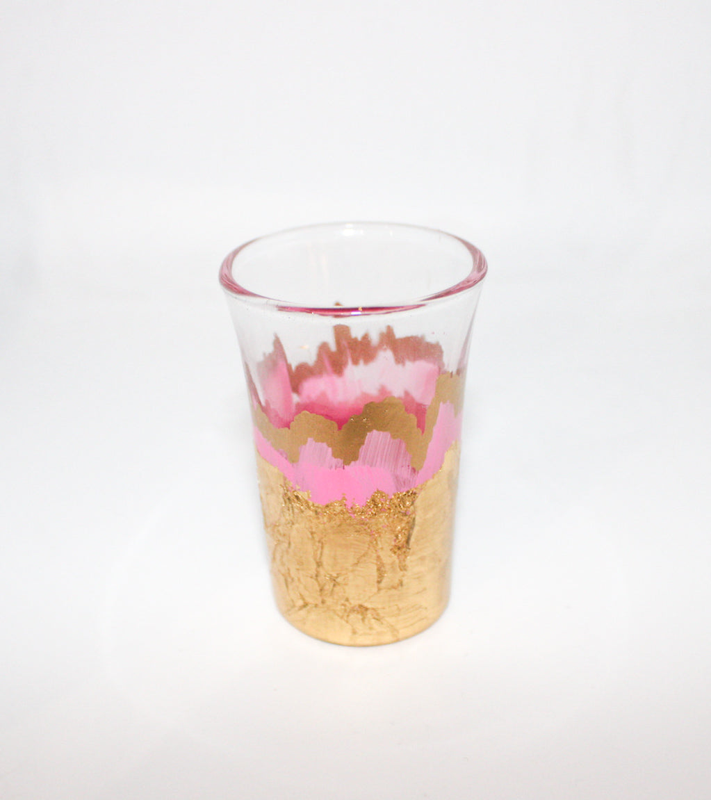 Abstract Color Base Metallic Finish Shot Glass