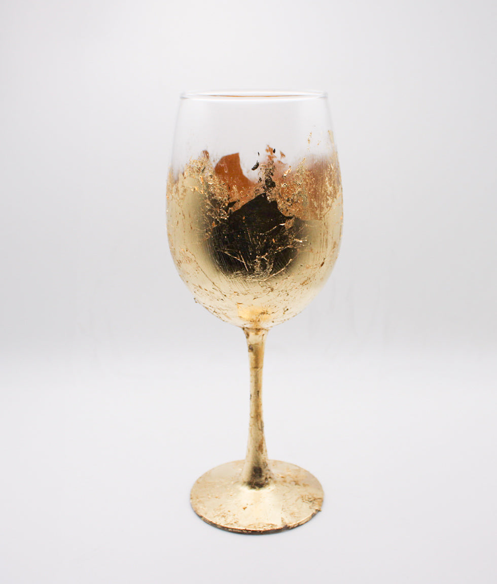 Abstract Metallic Finish Stemmed Wine Glass