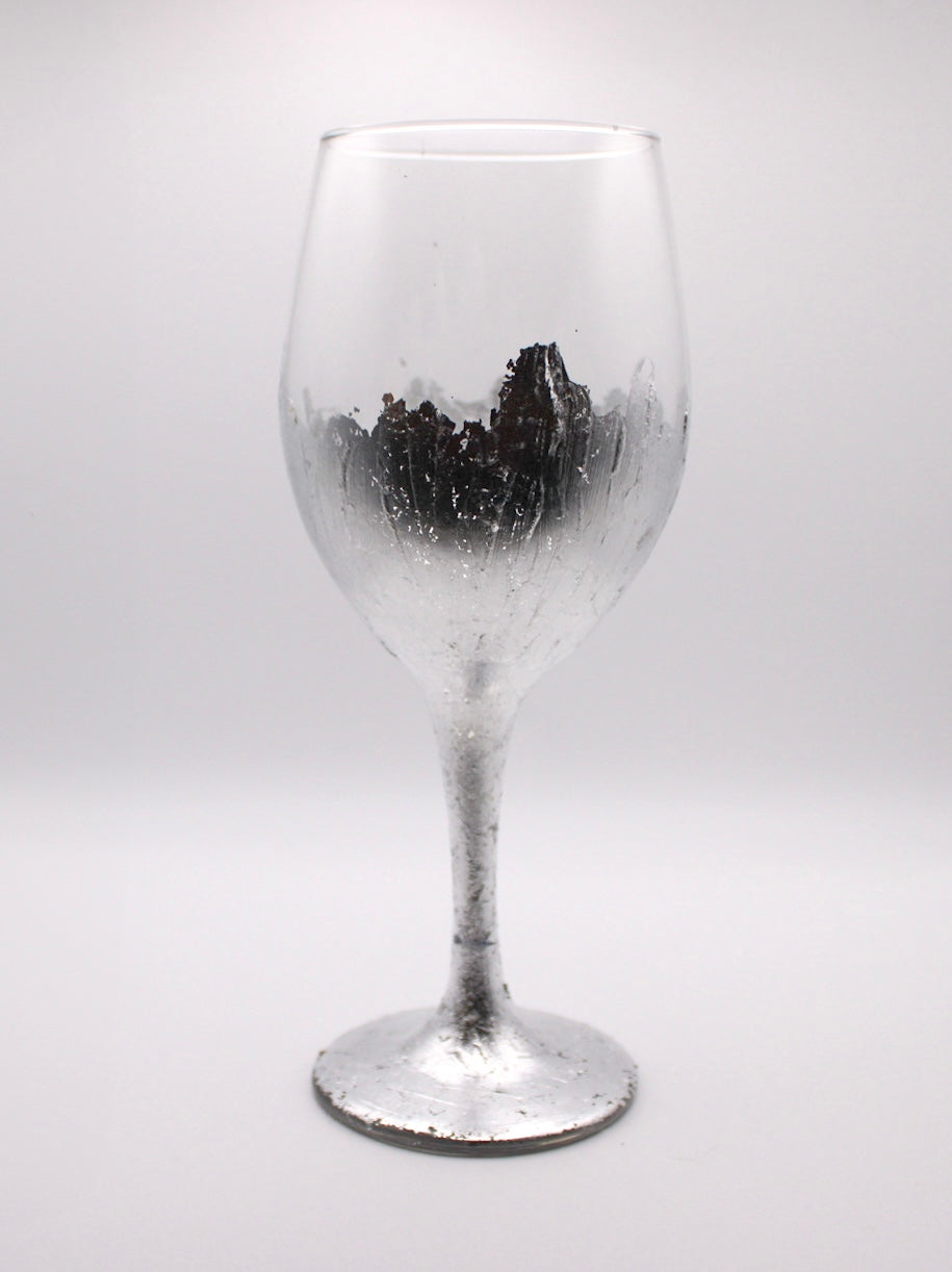 Abstract Metallic Finish Stemmed Wine Glass