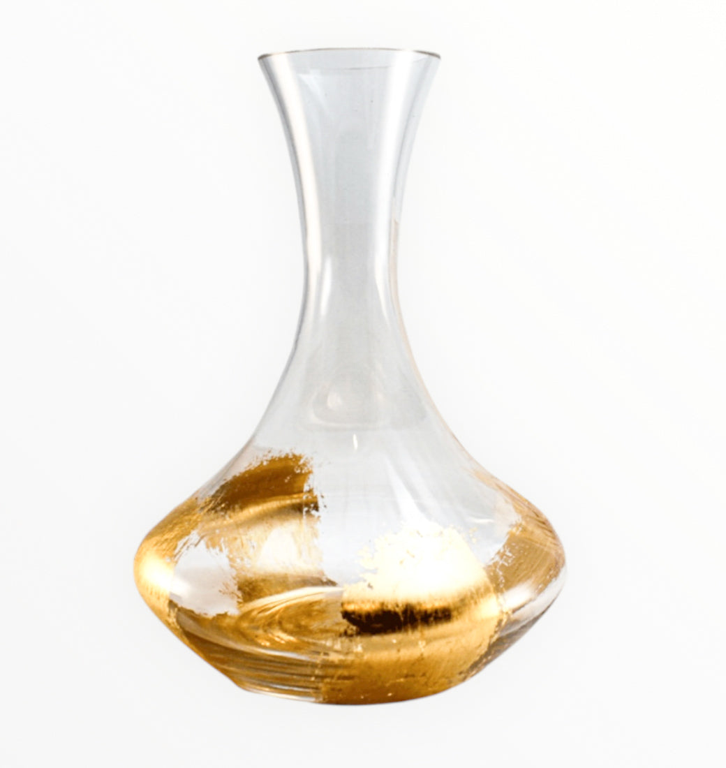 Gilded Striped Abstract Wine Decanter