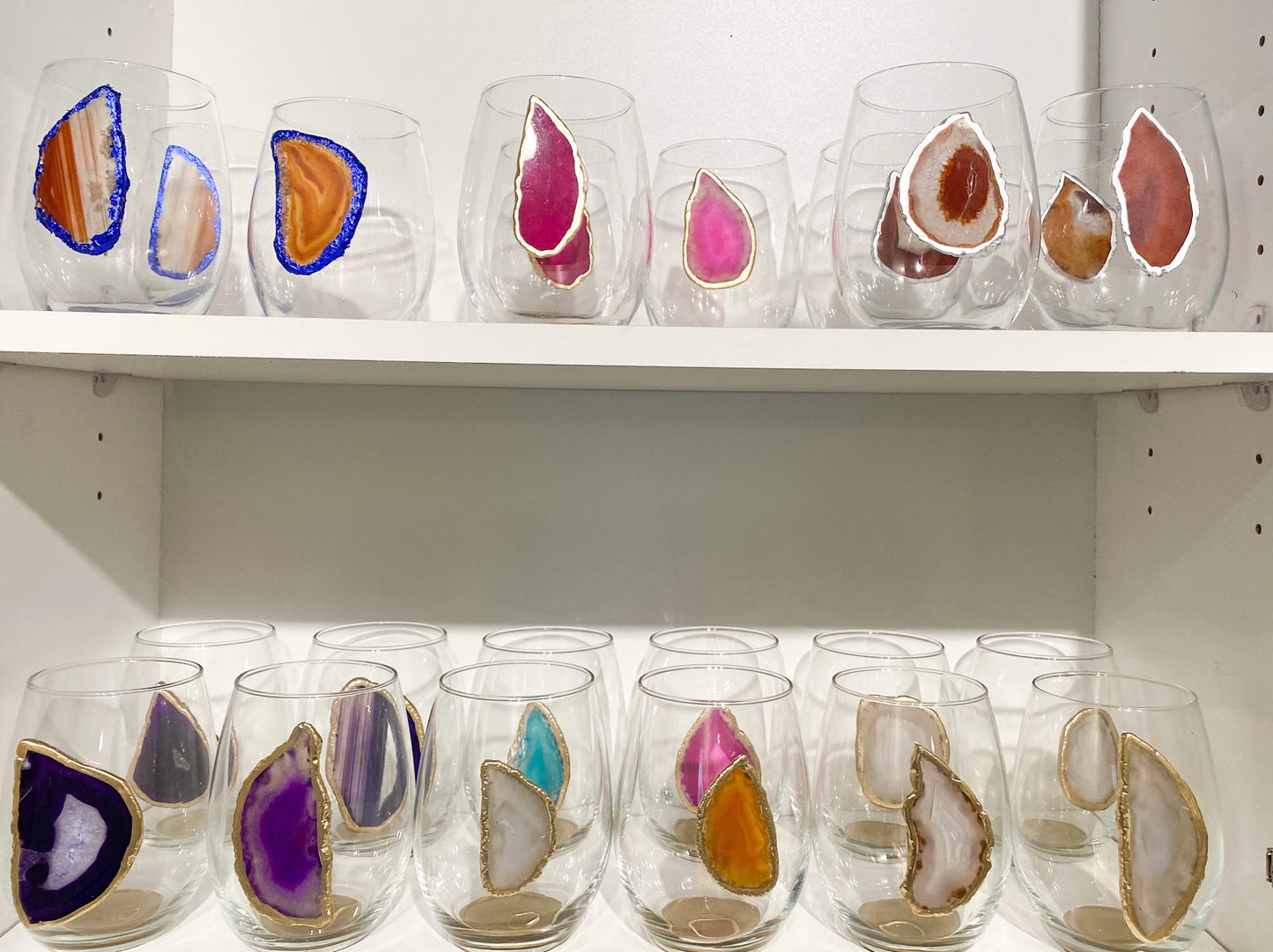 Agate Handmade Stemless Wine Glass