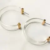 Thick Acrylic 10mm Wide Resin Hoops- Gold Edges