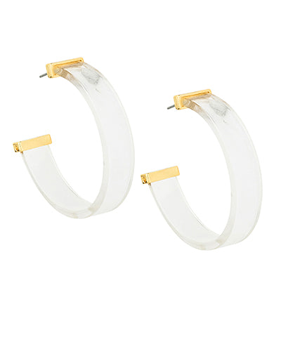 Thick Acrylic 10mm Wide Resin Hoops- Gold Edges