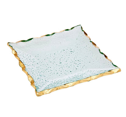 Gold Trim Hammered Glass “7” Plate