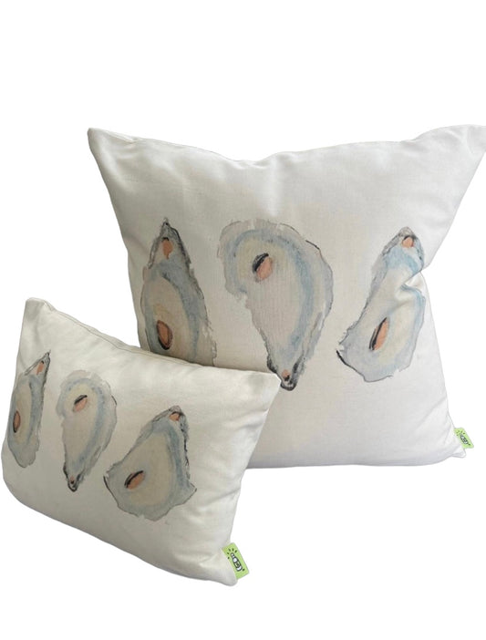 White Linen Abstract Oyster Pillows