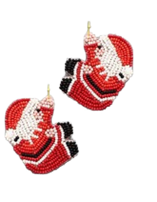 Holiday Christmas Beaded Santa Dangle Earrings